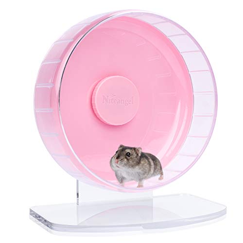 Niteangel Super-Silent Hamster Trainingsräder: - Leise Spinner Hamster Laufräder mit verstellbarem Ständer für Hamster, Rennmäuse, Mäuse oder andere Kleintiere (S, Rosa) von Niteangel