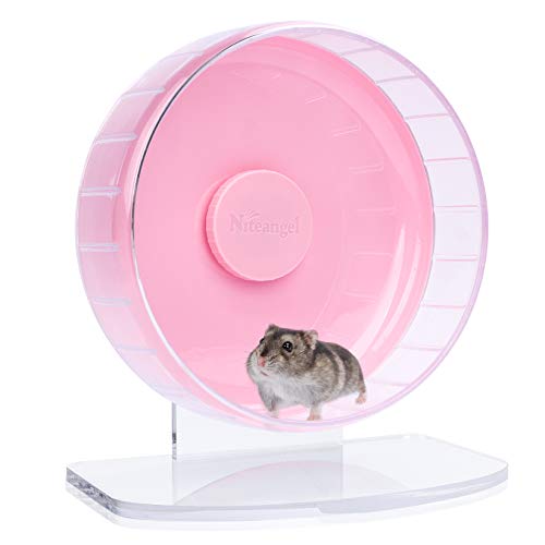 Niteangel Superleise Hamster-Trainingsrad: Leises Spinner Laufrad Mit Verstellbarem Ständer für Rennmäuse, Mäuse Oder Andere Kleintiere (S, Rosa) von Niteangel