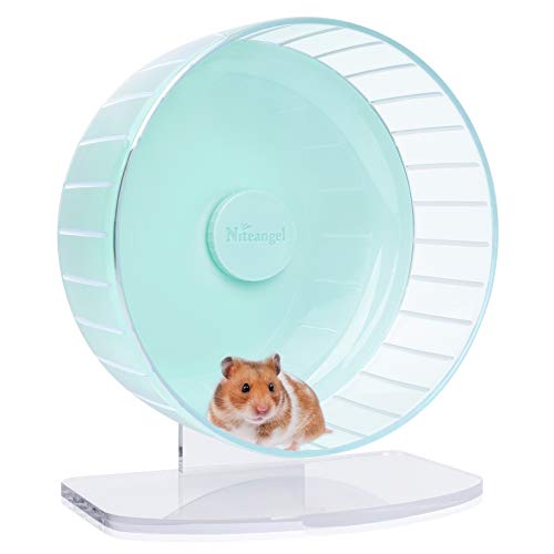 Niteangel Super-leise Hamsterräder - Leise Spinner-Hamsterräder mit verstellbarem Ständer für Zwerghamster, Gerbils, Mäuse oder andere kleine Tiere (L, Mintgrün) von Niteangel