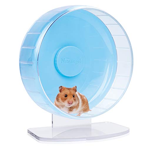 Niteangel Superleise Hamster-Übungsräder: Leise Spinner-Hamster-Laufräder mit verstellbarem Ständer für Hamster, Rennmäuse, Mäuse oder andere Kleintiere (M, Hellblau) von Niteangel