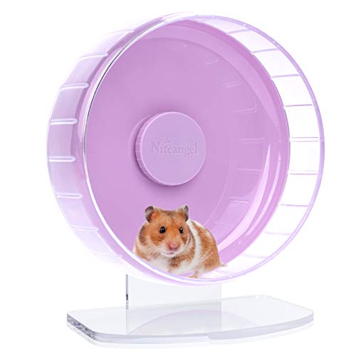 Niteangel Superleise Hamster-Übungsräder: - Leise Spinner Hamster Laufräder mit verstellbarem Ständer für Hamster, Rennmäuse, Mäuse oder andere Kleintiere (M, Violett) von Niteangel