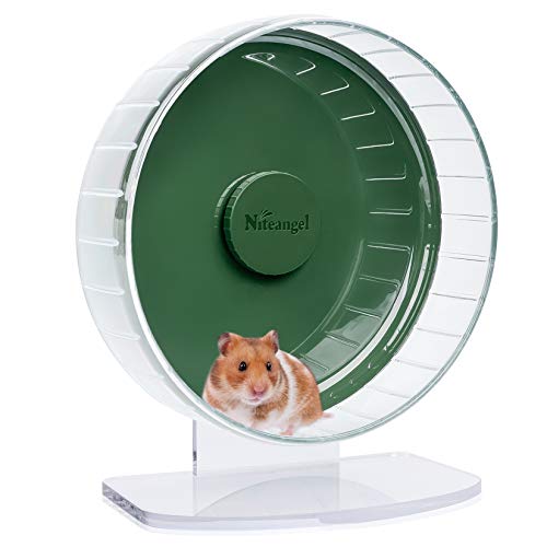 Niteangel Superleise Hamster-Übungsräder: Leise Spinner-Hamster-Laufräder mit verstellbarem Ständer für Hamster, Rennmäuse, Mäuse oder andere Kleintiere (M, Dunkelgrün) von Niteangel