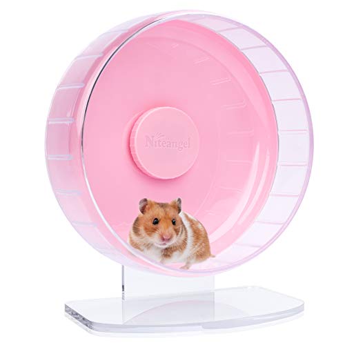 Niteangel Superleise Hamster-Übungsräder: Leise Spinner-Hamster-Laufräder mit verstellbarem Ständer für Hamster, Rennmäuse, Mäuse oder andere Kleintiere (M, Rosa) von Niteangel