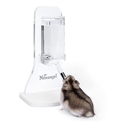 Niteangel Wasserflasche mit Ständer für syrische Zwerghamster, Gerbils, Mäuse, Ratten, Degus und kleine Haustiernager (Durchsichtig - 80ml) von Niteangel