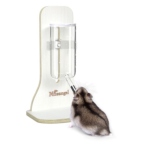 Niteangel Wasserflasche mit Ständer für syrische Zwerghamster, Gerbils, Mäuse, Ratten, Degus und kleine Haustiernager (Weiß - 80ml) von Niteangel
