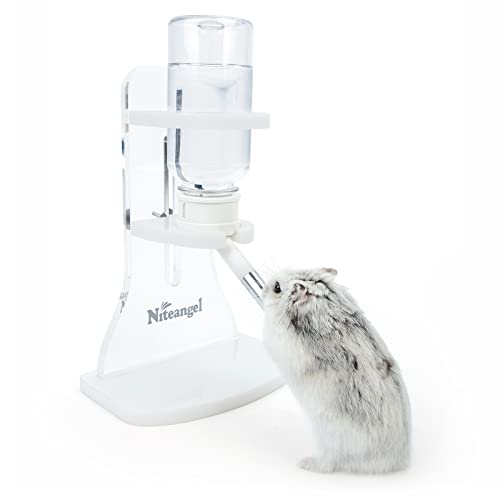 Niteangel Wasserflasche mit Ständer für syrische Zwerghamster, Gerbils, Mäuse, Ratten, Degus und kleine Haustiernager (Durchsichtig) von Niteangel