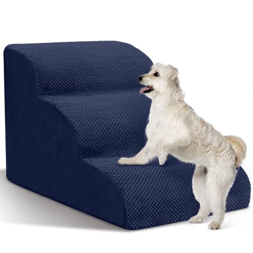 Hundetreppe für kleine Hunde - Hochdichte Schaumstoff-Haustiertreppe, extra breite Hunderampe mit rutschfester Unterseite für hohe Betten, Couch und Sofa, am besten für verletzte Hunde, ältere Hundetreppe für kleine Hunde - Hochdichte Schaumstoff-Haustiertreppe, extra breite Hunderampe mit rutschfester Unterseite für hohe Betten, Couch und Sofa, am besten für verletzte Hunde, ältere von Niubya