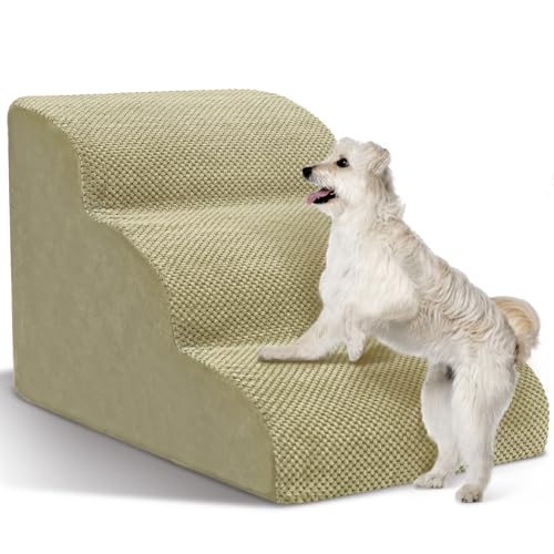 Hundetreppe für kleine Hunde – hochdichte Schaumstoff-Haustiertreppe, extra breite Hunderampe mit rutschfester Unterseite für hohe Betten, Couch und Sofa, am besten für verletzte Hunde, ältere Hundetreppe für kleine Hunde – hochdichte Schaumstoff-Haustiertreppe, extra breite Hunderampe mit rutschfester Unterseite für hohe Betten, Couch und Sofa, am besten für verletzte Hunde, ältere von Niubya