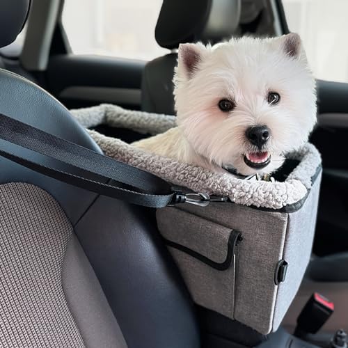 Niubya Hunde-Autositz für kleine Hunde, Mittelkonsole, Hunde-Autositz, Haustier-Autositz mit doppeltem Schutz, waschbares Kissen, Sicherheitsleine und Aufbewahrungstasche Niubya Hunde-Autositz für kleine Hunde, Mittelkonsole, Hunde-Autositz, Haustier-Autositz mit doppeltem Schutz, waschbares Kissen, Sicherheitsleine und Aufbewahrungstasche von Niubya