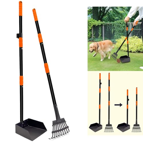 Niubya Hundekotschaufel, Metall-Kotschaufel mit Kelle und Rechen, Verstellbarer Langer Stiel, Hundekotschaufel zur Beseitigung von Tierkot, schwarz-orange, 2er-Pack Niubya Hundekotschaufel, Metall-Kotschaufel mit Kelle und Rechen, Verstellbarer Langer Stiel, Hundekotschaufel zur Beseitigung von Tierkot, schwarz-orange, 2er-Pack von Niubya