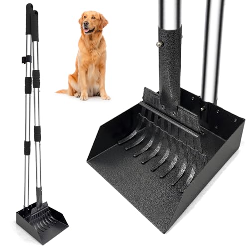 Niubya Hundekotschaufel, Metall-Kotschaufel mit Kelle und Rechen, Verstellbarer Langer Stiel, Hundekotschaufel zur Entfernung von Tierkot, schwarz-Silber, 2er-Pack Niubya Hundekotschaufel, Metall-Kotschaufel mit Kelle und Rechen, Verstellbarer Langer Stiel, Hundekotschaufel zur Entfernung von Tierkot, schwarz-Silber, 2er-Pack von Niubya