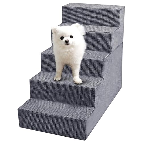Niubya Hundetreppe für kleine Hunde und Katzen, 58,4 cm Höhe, rutschfeste Unterseite, Haustiertreppe für hohe Betten und Couch, hochdichter Schaumstoff, Haustiertreppe, grau, 5 Stufen Niubya Hundetreppe für kleine Hunde und Katzen, 58,4 cm Höhe, rutschfeste Unterseite, Haustiertreppe für hohe Betten und Couch, hochdichter Schaumstoff, Haustiertreppe, grau, 5 Stufen von Niubya
