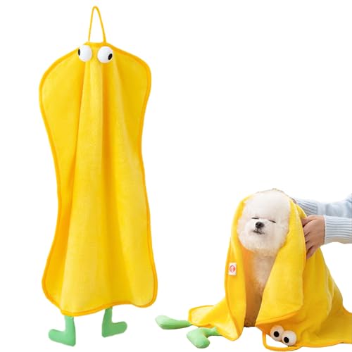 Niuhong Microfaser Hundehandtuch Niedlich Haustier Handtücher Super Weich Bequem Ultra Saugfähige Kuschelweich Haustiere Badetuch Hund Baden Schnell Trocknend Für Hunde Katzen Klein Tiere (Gelb, M) von Niuhong