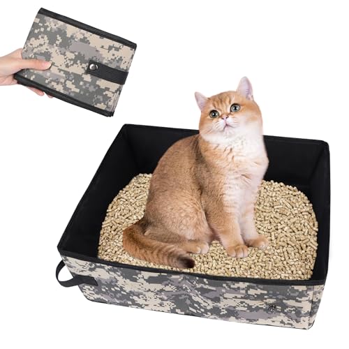 Katzentoilette Faltbare Katzentoilette Katzentoilette auf dem Auto, Reise Leichte Katzentoilette Kätzchen Katzentoilette, Faltbare Katzentoilette für Haustierträger (Camouflage) von Niuoppy