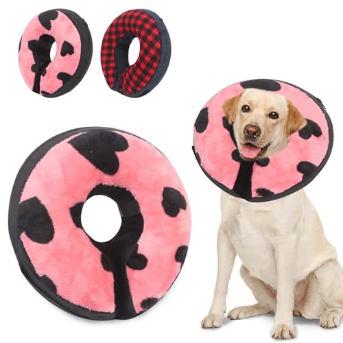 Niuoppy Aufblasbares Hundehalsband für nach Operationen, aufblasbares Genesungshalsband für Hunde und Katzen, schützendes Hundekegelhalsband Kleine Mittlere Große Größe (Love, M) von Niuoppy