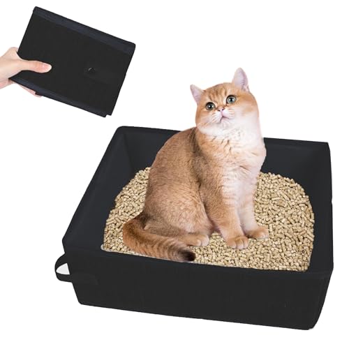 Niuoppy Faltbare Katzentoilette, Kaninchentoilette, Faltbare Reise-Katzentoilette für Auto und Transportbox (Schwarz) von Niuoppy