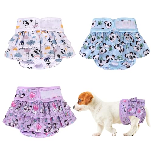 Wiederverwendbare Hundewindeln für Damen, waschbar, super saugfähige Hundewindeln, Rock-Design, verstellbare Hundewindeln für kleine, mittelgroße und große Inkontinenzhunde, 3 Stück Wiederverwendbare Hundewindeln für Damen, waschbar, super saugfähige Hundewindeln, Rock-Design, verstellbare Hundewindeln für kleine, mittelgroße und große Inkontinenzhunde, 3 Stück von Niuoppy