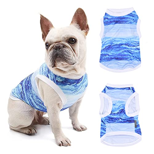 Nivofu Sommer Hundeshirt, Kühlwesten für Hunde, Weich Hund Kleidung, Hund Ärmellose Weste Atmungsaktiv, UV-Schutz Haustier T-Shirt, Blau Hemd für Kleine Mittelgroße Hunde Katze Haustier (L) von Nivofu