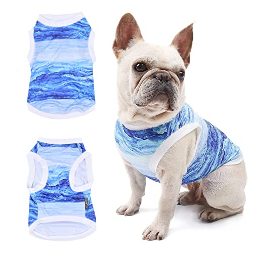 Nivofu Sommer Hundeshirt, Kühlwesten für Hunde, Weich Hund Kleidung, Hund Ärmellose Weste Atmungsaktiv, UV-Schutz Haustier T-Shirt, Blau Hemd für Kleine Mittelgroße Hunde Katze Haustier (M) von Nivofu