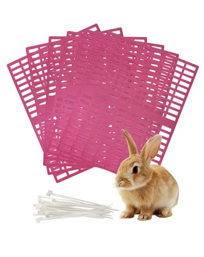 Niwaes Kaninchenkäfigmatte aus Kunststoff, 42 x 33 x 0,8 cm, Hasenfüße, Bodenmatte für Kleintiere, mit Loch, Kaninchen-Bodenmatte für Meerschweinchen, Chinchilla, Frettchen (Rosa), 6 Stück von Niwaes