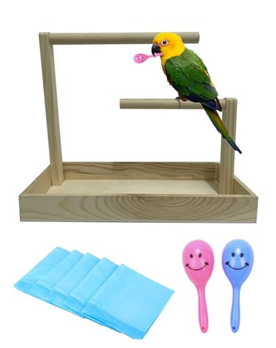 Niwaes Kleiner Vogel-Trainingsständer, tragbare Tisch-Sitzstange für Vögel, Schreibtisch-Plattform, Trainingssstange mit 5 Einweg-Pads für Sittiche, Spielstudios, Übungen für Wellensittiche, Sittiche, Niwaes Kleiner Vogel-Trainingsständer, tragbare Tisch-Sitzstange für Vögel, Schreibtisch-Plattform, Trainingssstange mit 5 Einweg-Pads für Sittiche, Spielstudios, Übungen für Wellensittiche, Sittiche, von Niwaes