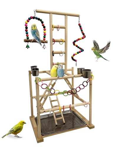 Niwaes Vogelspielständer, großer Sittich-Spielplatz, natürliches Holz, Papageien-Sitzstange, Vogel-Spielstudio, Kakadus, Käfigzubehör mit Futterbecher, Schaukeln für Nymphensittiche, Wellensittiche, Niwaes Vogelspielständer, großer Sittich-Spielplatz, natürliches Holz, Papageien-Sitzstange, Vogel-Spielstudio, Kakadus, Käfigzubehör mit Futterbecher, Schaukeln für Nymphensittiche, Wellensittiche, von Niwaes