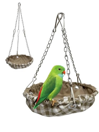 Niwaes Wasserdichtes Vogelnest für Käfig, hängende Vogelhängematte mit verstellbarer Kette, Vogelkäfigschaukel für Sittiche, Vogelschlafhütte für Wellensittiche, Lovebirds Quaker (Braun) von Niwaes
