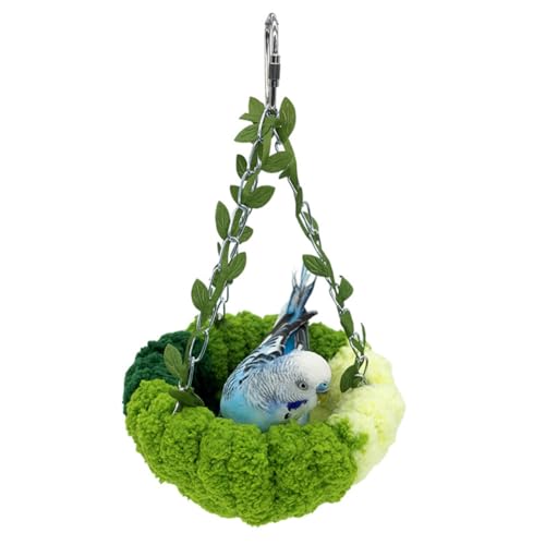 Niwugady Vogelhängematte zum Aufhängen – bequemes, dickes Korallensamt, warmes Nest Käfig-Zubehör, Schaukel für Papagei, Wellensittich, Lovebird, Conure Quaker, S von Niwugady