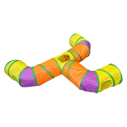 Katzenspielzeugtunnel - Kätzchen -Spielrohr, Faltbarer Haustiertunnel | Interaktives Drei-Wege Kätzchen Play Tunnel - Katzenaktivitätsrohr, Regenbogen Pet Hideaway | Zusammenklappbares Drei-Wege-Tunne von Nixiara