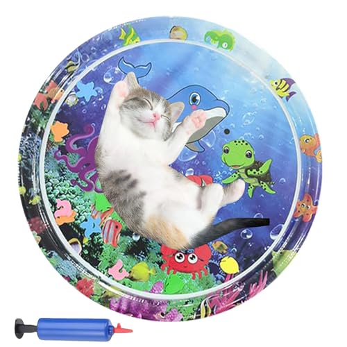Nixiara Katzenmatte, Kühlmatte für Hunde - Bunte Katzenwassermatte mit Blähungen,Aufblasbare Haustierbedarf, Tragbares sensorisches Spielbett von Nixiara