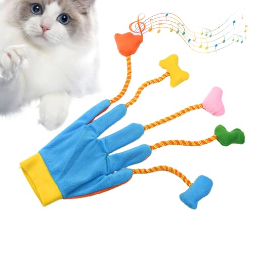 Nixiara Katzenspielzeughandschuhe - Catnip Glove, Jingle Paw | Cat Interaction Glove -Spielzeug, Fünf Fingerkätzchen Aktivität Für Innenkatzen, Bell Cat Entertainment, Engagement Handwear Fun Nacking von Nixiara