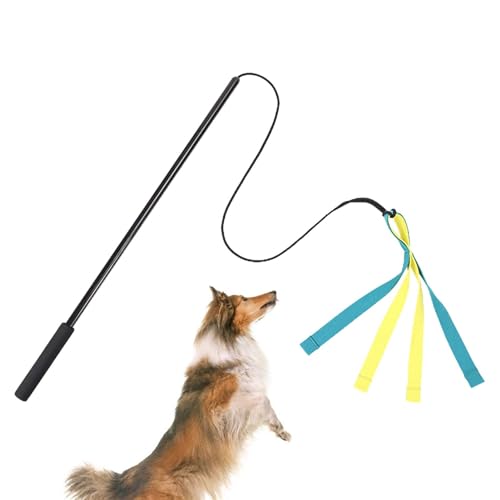 Hundeköderstab, Teaserstab für Hunde - Hunde Flirt Köder Pole Stick Spielzeug - Interaktives Hundespielzeug, Hundespielzeug für unterhaltsames Gehorsamstraining, bequemer Griff, elastisches Nylonseil von Nixieen