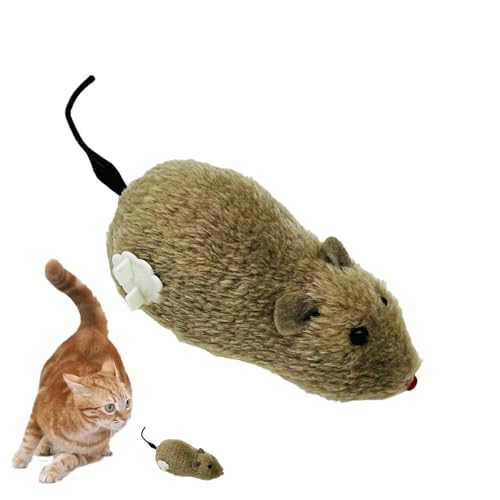 Katzen-Mäuse-Spielzeug – Aufziehbares Jagdspielzeug für Katzen und Mäuse aus Plüsch | Plüschmäuse zum Aufziehen, Haustierspielzeug, Uhrwerk-Maus-Laufspielzeug, realistisches Maus-Rennspielzeug für Kät von Nixieen