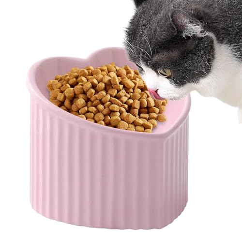 Keramik-Katzennäpfe,Keramik-Katzenfutternapf | Geneigter Futternapf für Tiernahrung,Herzförmiger, Flacher Wassernapf für Katzen, Tierfutternapf für kleine Haustiere und Katzen von Nixieen