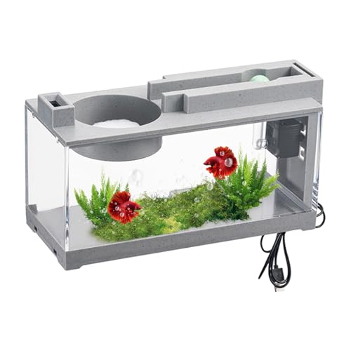 Nixieen Schreibtischaquarium, kleines Aquarium - Fisch-Starter-Kit - Modernes, leises Desktop-Aquarium mit Luftpumpe für Algen, kleine Korallen, Betta-Fische, Garnelen, Goldfische, Schildkröten, von Nixieen