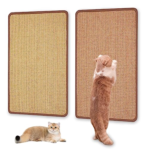 2 Pcs Kratzmatte Katze, Kratzmatte Für Katzen, Katzenkratzmatte Kratzteppich Sisal Katze Natürlich Sisal Kratzteppich Sisal Teppich Katzen Kratzbrett Wand für Katze Schützt Teppiche Sofas (60 x 40cm) von Nizirioo