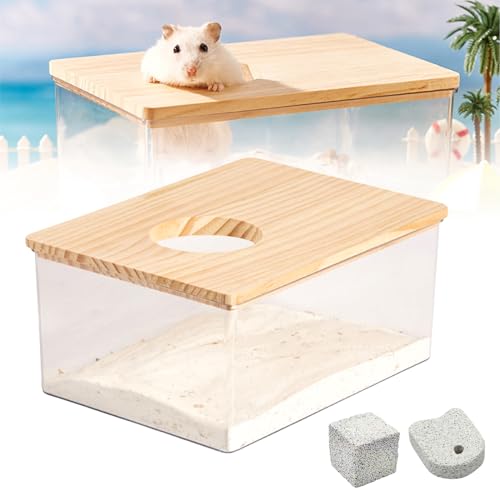 Hamster Badezimmer, Hamster Toilette, Hamster Sandbad Box Sandbad-Container für Hamster Transparenter Acryl Duschraum Sandbad Container mit Backenstein für Mäuse Lemminge Rennmäuse Kleintiere Hamster Badezimmer, Hamster Toilette, Hamster Sandbad Box Sandbad-Container für Hamster Transparenter Acryl Duschraum Sandbad Container mit Backenstein für Mäuse Lemminge Rennmäuse Kleintiere von Nizirioo