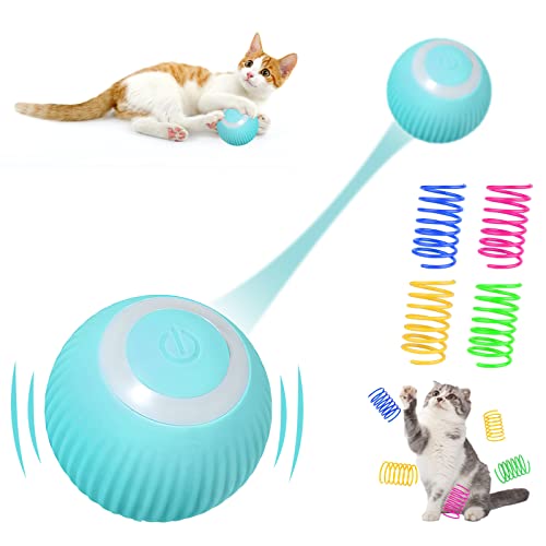 Interaktives Katzenspielzeug Ball katzenspielzeug Elektrisch: Katzenball mit LED-Licht und 4 Pcs Katze Spirale Spielzeug, Automatischer 360-Grad-Rollbal USB Wiederaufladbarer Katzenbälle für Katzen von Nizirioo