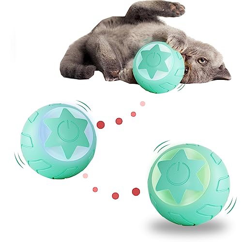 Nizirioo Interaktives Katzenspielzeug Ball katzenspielzeug Elektrisch: Katzenball mit LED-Licht, Automatischer 360-Grad-Rollbal USB Wiederaufladbarer Katzenbälle für Katzen, Blau von Nizirioo