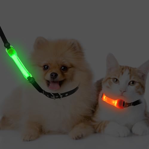 Nizirioo LED Leuchtbänder für Haustiere: Aufladbar Hundehalsband Leuchtend, USB Sicherheits LED Leuchthalsband Hunde, Einfach an Halsband Leine und Geschirr zu Befestigen, Helle Sicherheit(Grün+Rot) von Nizirioo