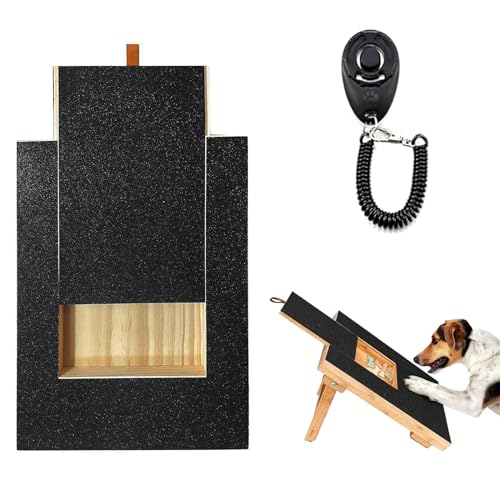 Nizirioo Multifunktionale Hundekratzpad für Nägel: Massivholz Dog Nail Scratch Board mit Leckerlibox & Clicker-Hundetrainer, Schleifpapier Dog Scratch Board für Haustiernagel Care Sanding von Nizirioo