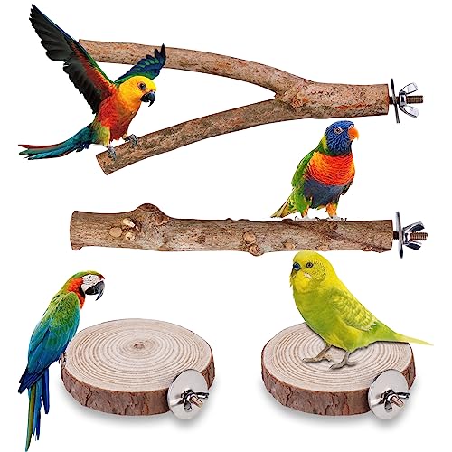 Nizirioo Natur Sitzstangen Set Vögel: Stück Sitzstangen für Wellensittiche Natur Sitzstangen Vögel Holz Spielzeug, Wildes Traubenholz Sitzstangen für Vogelkäfige von Nizirioo