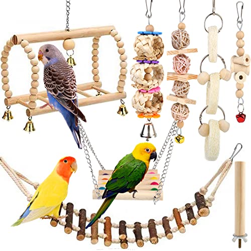 Vogelspielzeug Für Vögel, Papageienspielzeug 8 PCS, Spielzeug Vogelspielzeug Wellensittiche Vogel Für Den Käfig, Schaukel, Kauspielzeug, Bunt, Hängende Glocke Für Conures Nymphensittiche Liebesvögel von Nizirioo