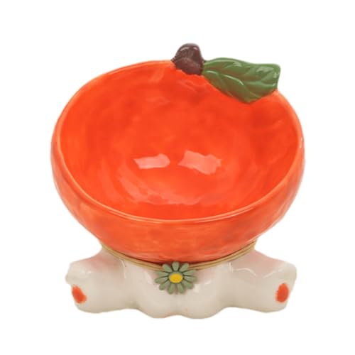 Erhöhter Futternapf für Haustiere, Blumenfutter, erhöhter Futternapf für Katzen, 245 ml, rutschfest, niedlich, modische Futternäpfe aus Keramik, geneigte Futternäpfe mit Obstform für kleine Haustiere von Nkmujil
