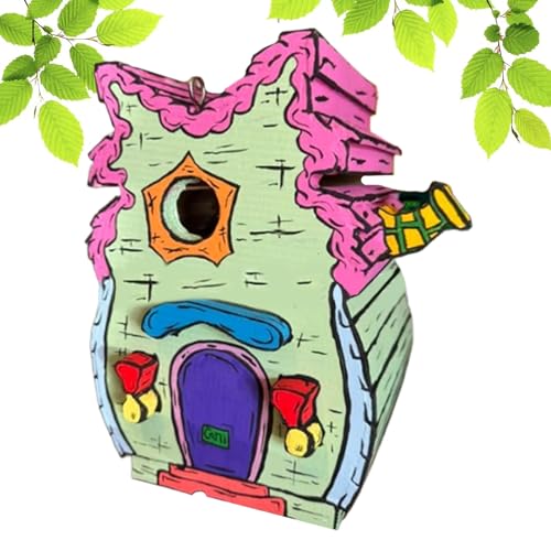 Handgefertigtes Vogelhaus aus Holz, bunte blaue Vogelnester, dekorative Gartendekoration, Zaunkönig-Nistkasten, hängender Vogelschutz für Innenhof, Hinterhof, Terrasse, 25 x 25 x 30 cm Handgefertigtes Vogelhaus aus Holz, bunte blaue Vogelnester, dekorative Gartendekoration, Zaunkönig-Nistkasten, hängender Vogelschutz für Innenhof, Hinterhof, Terrasse, 25 x 25 x 30 cm von Nkmujil