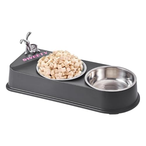 Haustier Doppel Futternapf Edelstahl Futternäpfe Futternäpfe für Hunde Pet Feeder für Welpen Haustier Geschirr Erhöhte Futterstation Perfekt für Katze und Hund Futternapf Set von Nkmujil