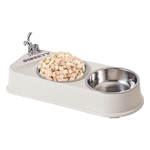 Haustier Doppel Futternapf Edelstahl Futternäpfe Futternäpfe für Hunde Pet Feeder für Welpen Haustier Geschirr Erhöhte Futterstation Perfekt für Katze und Hund Futternapf Set von Nkmujil