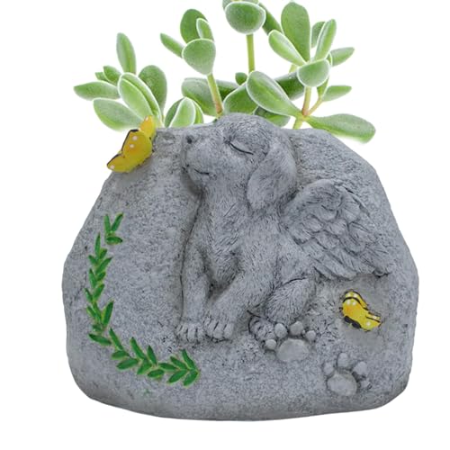 Haustier Engel Gedenkfigur Katze Hund Engel Figur Haustier Gedenkblumentopf Kleine Pflanztöpfe Outdoor Geschnitzt mit Schmetterlingen und Zweigen für Sukkulenten Pflanze von Nkmujil