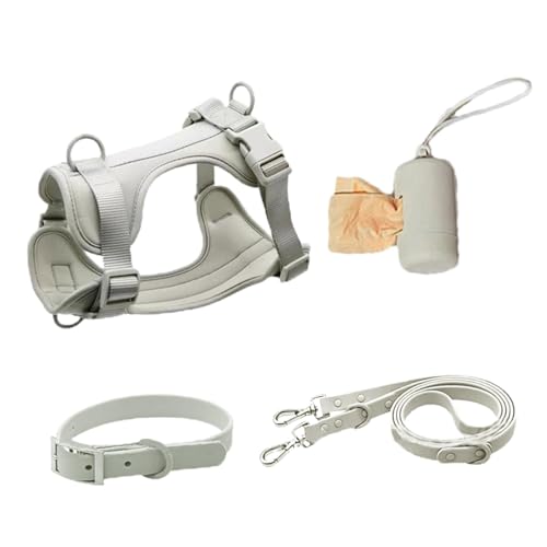 Hundeleinen-Set, kein Ziehen, Hundegeschirr für mittelgroße Hunde, Leine-Set, kein Ziehen, Haustiergeschirr für Hunde, Welpen, mit Kotbeutelhalter von Nkmujil