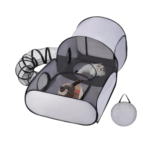 Katzenlaufstall, faltbares Katzengehege mit interaktiven Tunneln, 10 x 32 cm, tragbarer Übungsspielplatz für Kätzchen, Welpen, kleine Haustiere, Reisen und Outdoor Katzenlaufstall, faltbares Katzengehege mit interaktiven Tunneln, 10 x 32 cm, tragbarer Übungsspielplatz für Kätzchen, Welpen, kleine Haustiere, Reisen und Outdoor von Nkmujil